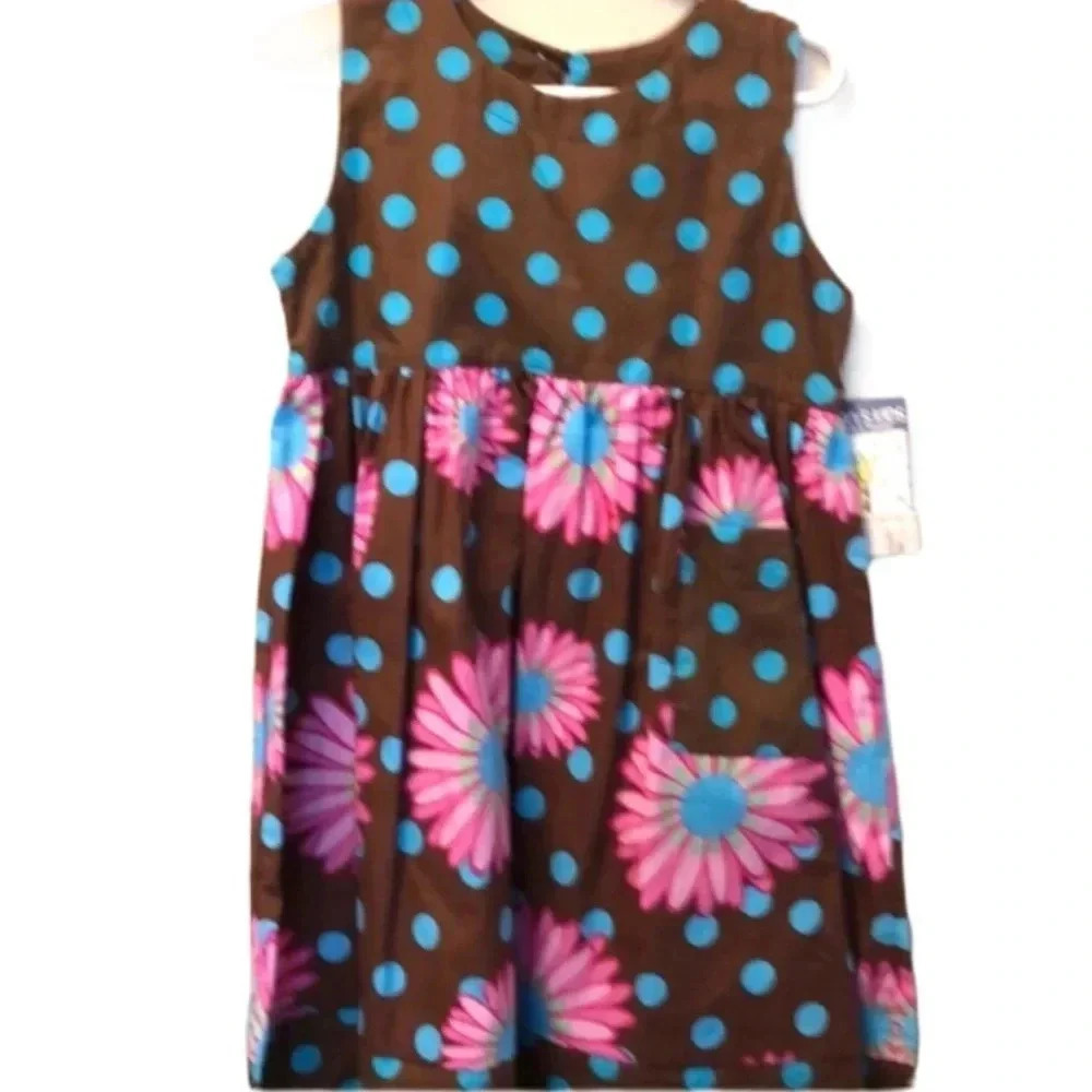 CORKY’S KIDS NEW GIRLS BOUTIQUE PINK DRESS  FLORAL SUMMER SLEEVELESS SIZE 4T 4